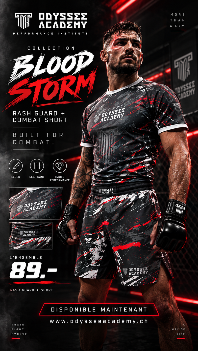 Ensemble Rashguard manches courtes & Short Odyssée "Bloodstorm"