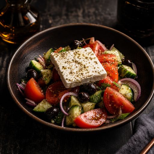 Salade grecque, feta et olives